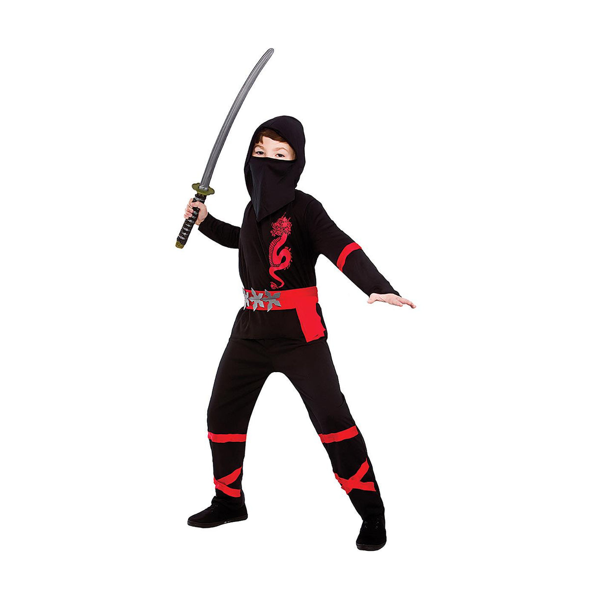 Power Ninja Costume (Black & Red) - Child