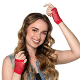 Boland - Short Mesh Fingerless Gloves (Red) - Adult - Fancy Dress Central