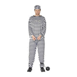 Smiffys - Black & White Convict Costume - Men - Fancy Dress Central