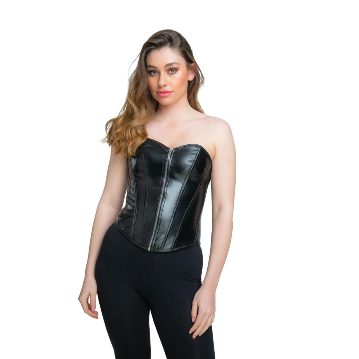 Faux Leather Corset (Black) - Women