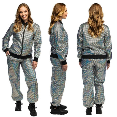 Boland - Disco Diamond Babe Shell Suit Costume (Silver) - Women - Fancy Dress Central