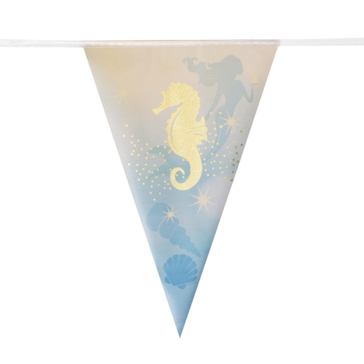 Boland - 4m Foil Mermaid Triangular Bunting - Fancy Dress Central