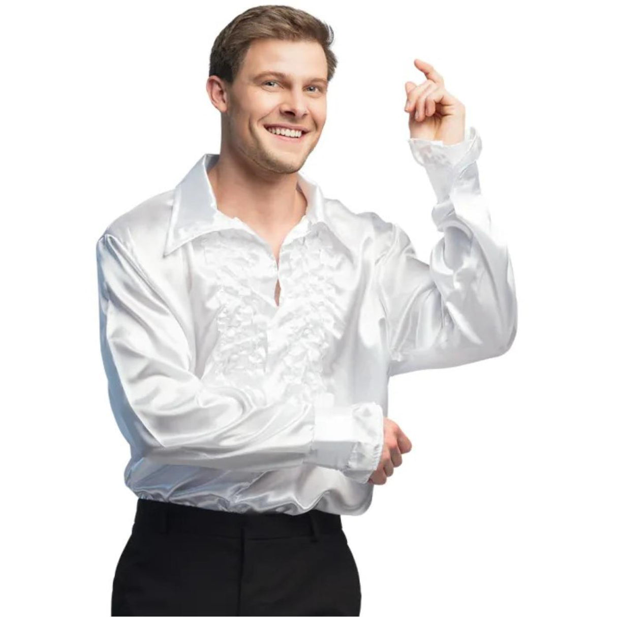 Ruffle Party Shirt (White) - Men