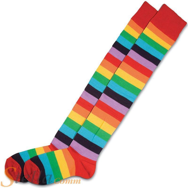 Multicoloured Stripe Clown Socks - Adult