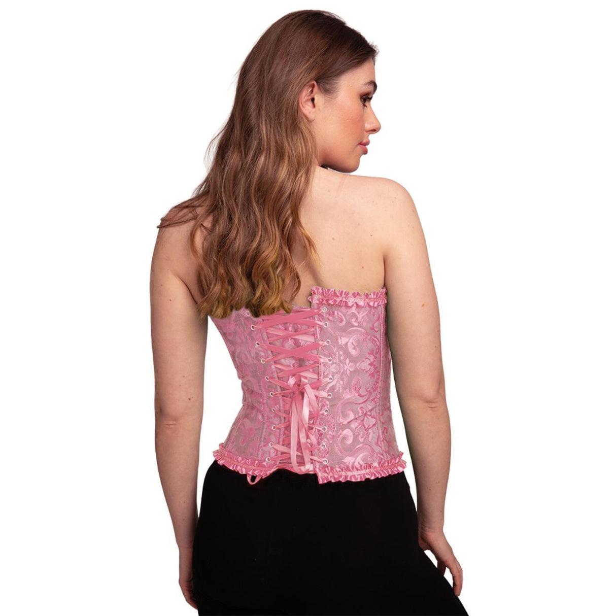 Satin Patterned Corset (Baby Pink) - Women