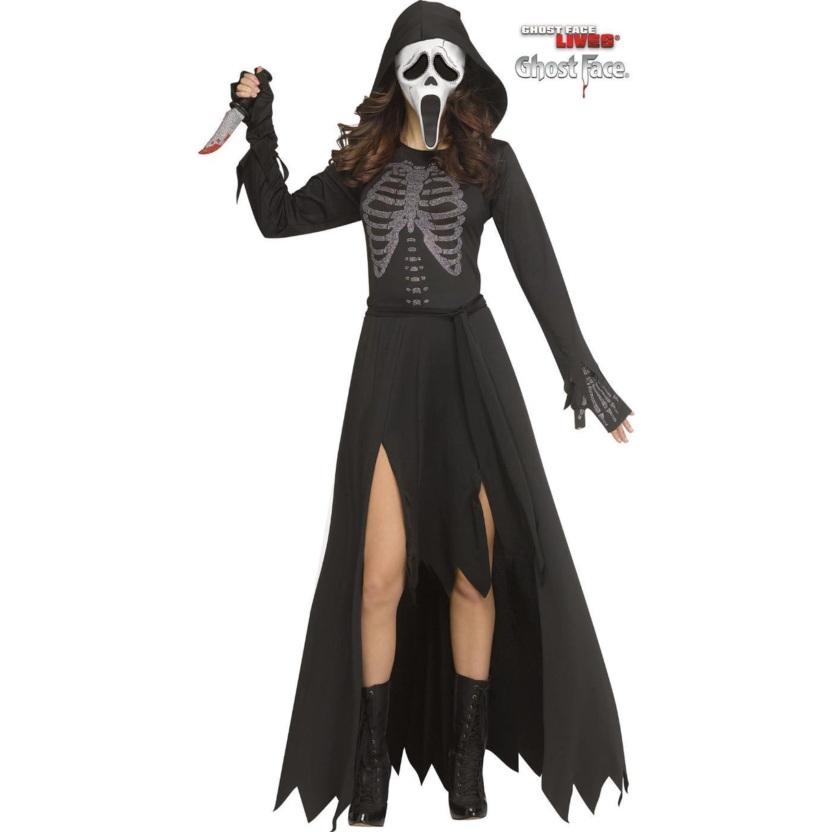 Skele- Stone Ghost Face Costume - Women