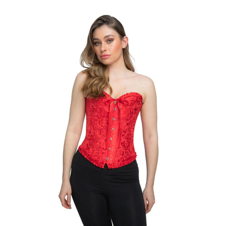 Wicked Costumes - Satin Patterned Corset (Red) - Women - Fancy Dress Central
