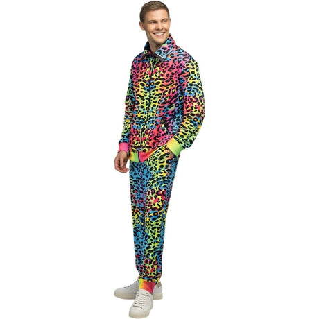 Boland - Leopard Art Dude Shell Suit Costume - Men - Fancy Dress Central
