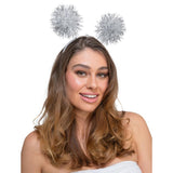 Silver Tinsel Boppers on a Headband - Adult