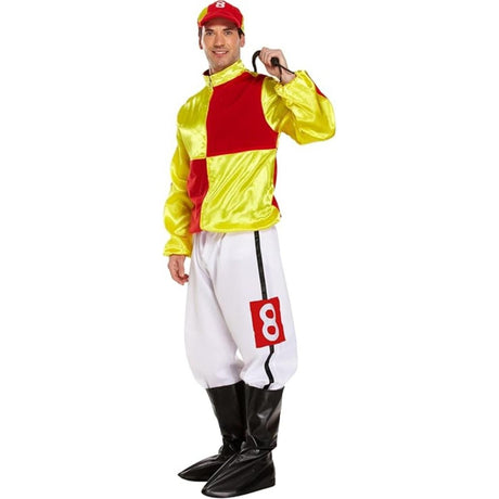 Henbrandt - Jockey Costume (Red & Yellow) - Men - Fancy Dress Central