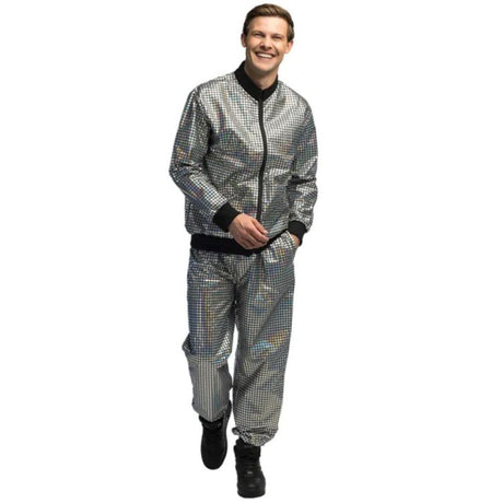 Boland - Disco Diamond Dude Shell Suit Costume (Silver) - Men - Fancy Dress Central