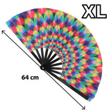 Boland - XL Rave Hand Fan (Rainbow) - Adult - Fancy Dress Central