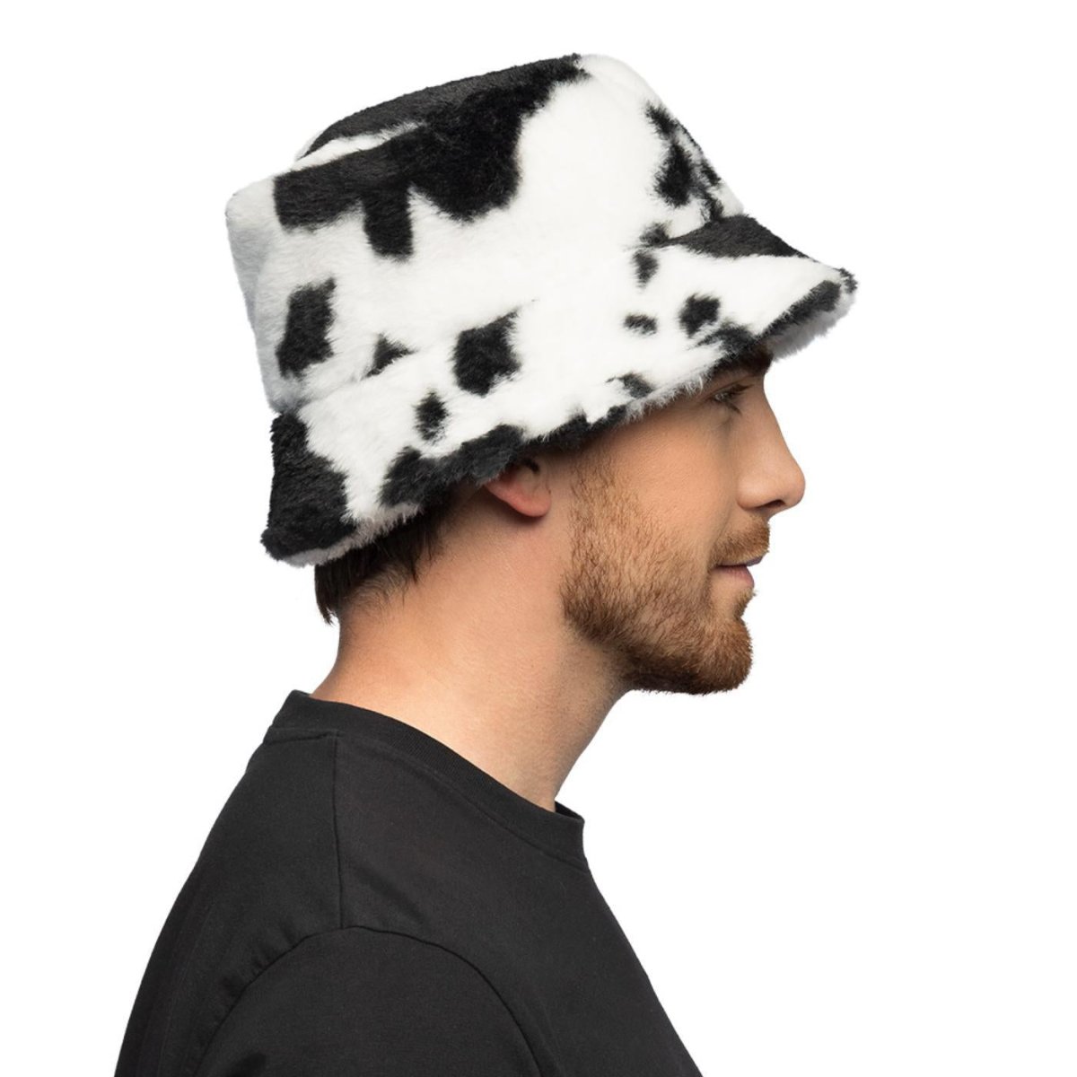 Fancy Dress Central - Animal Print Plush Bucket Hat (Cow) - Adult - Fancy Dress Central
