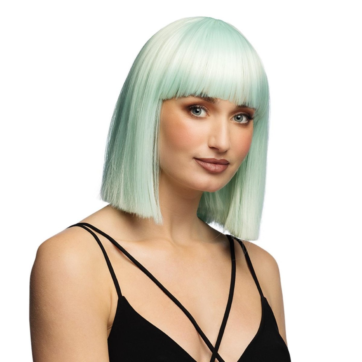 Fancy Dress Central - Bob Wig with Fringe (Green) - Adult - Fancy Dress Central