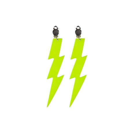 Wicked Costumes Ltd - 80s Lightning Earrings (Neon Yellow) - Adult - Fancy Dress Central