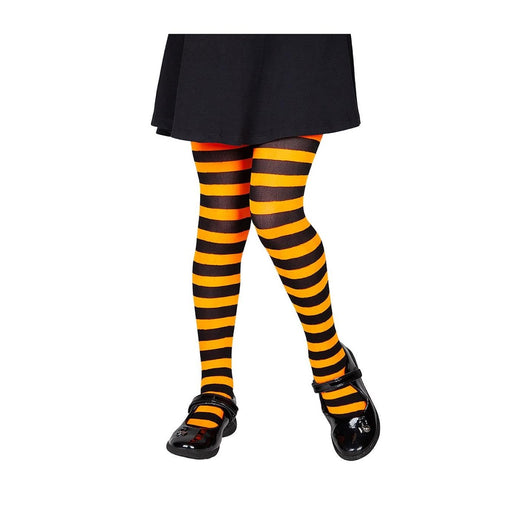 Wicked Costumes - Tights (Orange & Black Stripe) - Child - Fancy Dress Central