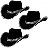 Black Texan Cowboy Hat with Sequins - Adult