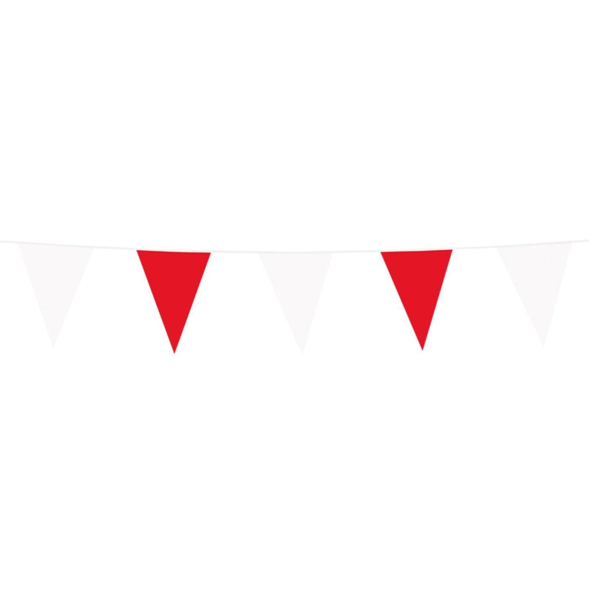 Boland - 10m Coloured Triangular Bunting (Red/White) - Fancy Dress Central