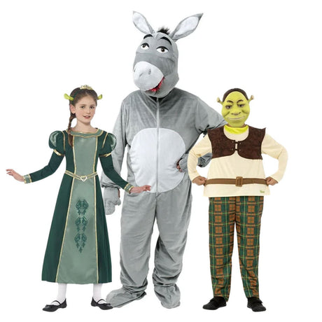Smiffys - Shrek Princess Fiona & Donkey - Family Costume - Fancy Dress Central